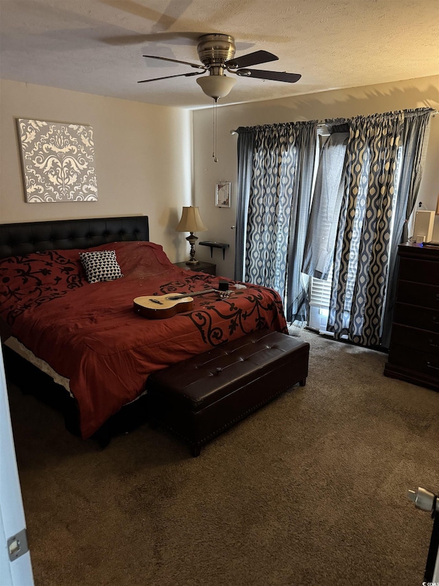 3534 Gordon Dr, Myrtle Beach, SC 29579 - carpeted bedroom with a ceiling fan and a textured ceiling
