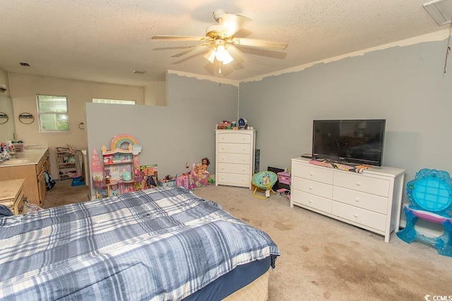 318 Muirfield Rd, Myrtle Beach, SC 29588 - carpeted bedroom with a textured ceiling and a ceiling fan