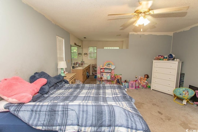 318 Muirfield Rd, Myrtle Beach, SC 29588 - bedroom with carpet floors, a textured ceiling, a ceiling fan, and ornamental molding