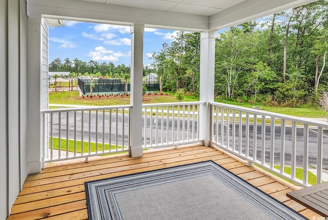 1216 Newell Dr, Myrtle Beach, SC 29588 - wooden deck featuring view of wooded area