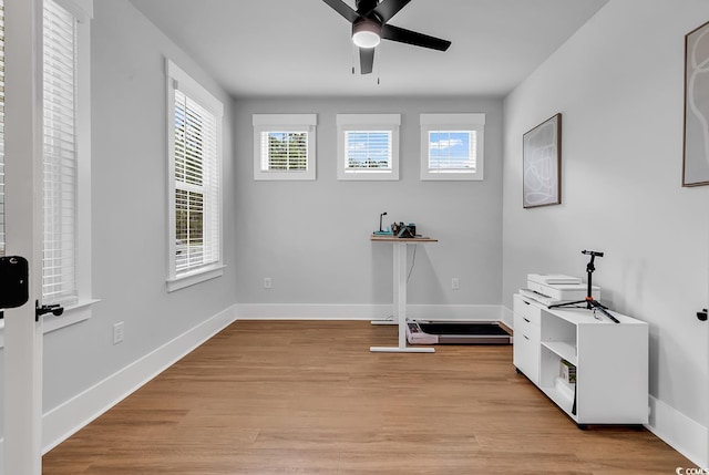 1216 Newell Dr, Myrtle Beach, SC 29588 - exercise area featuring ceiling fan and light wood finished floors