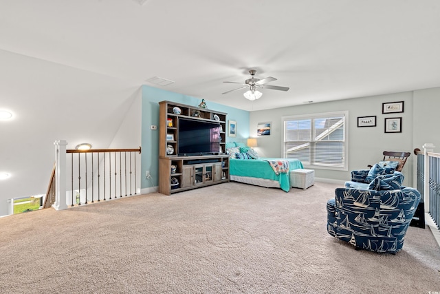 1715 Lake Egret Dr, North Myrtle Beach, SC 29582 - carpeted living room featuring ceiling fan and baseboards