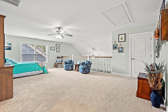 1715 Lake Egret Dr, North Myrtle Beach, SC 29582 - bedroom with attic access, carpet flooring, and ceiling fan