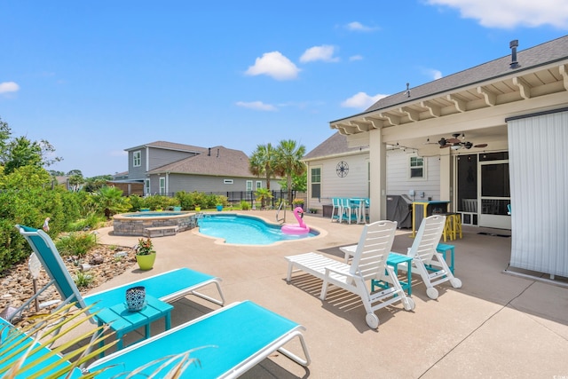 1715 Lake Egret Dr, North Myrtle Beach, SC 29582 - view of pool with a patio area, ceiling fan, and a pool with connected hot tub