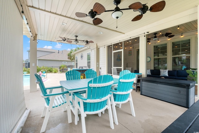 1715 Lake Egret Dr, North Myrtle Beach, SC 29582 - view of patio / terrace with a ceiling fan, an outdoor living space, and outdoor dining area