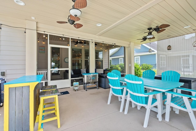 1715 Lake Egret Dr, North Myrtle Beach, SC 29582 - view of patio featuring a ceiling fan and outdoor dining area