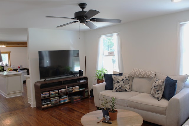 1600 Beaver Rd, Myrtle Beach, SC 29577 - living area featuring plenty of natural light, wood finished floors, and ceiling fan