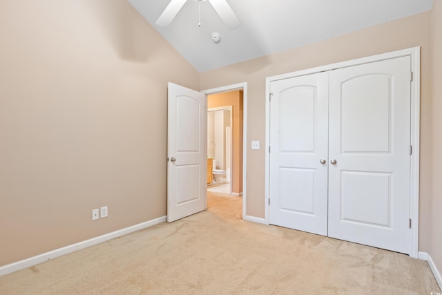 1654 Low Country Pl Unit C, Myrtle Beach, SC 29577 - unfurnished bedroom with carpet floors, lofted ceiling, a closet, and a ceiling fan
