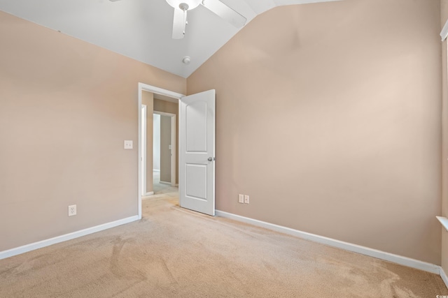 1654 Low Country Pl Unit C, Myrtle Beach, SC 29577 - empty room with vaulted ceiling, a ceiling fan, light colored carpet, and a smoke detector