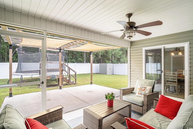 276 Avery Dr, Myrtle Beach, SC 29588 - sunroom with an outdoor living space, ceiling fan, and plenty of natural light