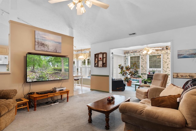 556 Crusade Cir, Conway, SC 29526 - living area with carpet, a ceiling fan, and a chandelier