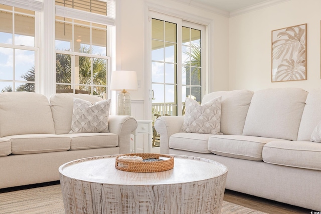 611 N Ocean Blvd, Surfside Beach, SC 29575 - living room with ornamental molding