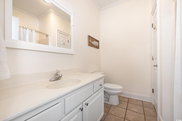 611 N Ocean Blvd, Surfside Beach, SC 29575 - full bathroom with ornamental molding, vanity, tile patterned flooring, and a shower with curtain
