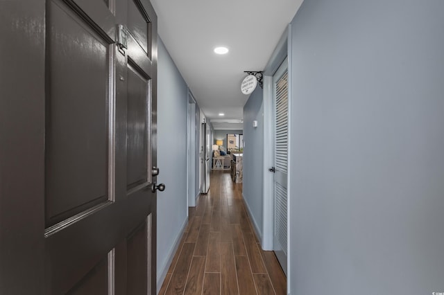 7601 N Ocean Blvd Unit 7-C, Myrtle Beach, SC 29572 - hall featuring dark wood-style floors and recessed lighting