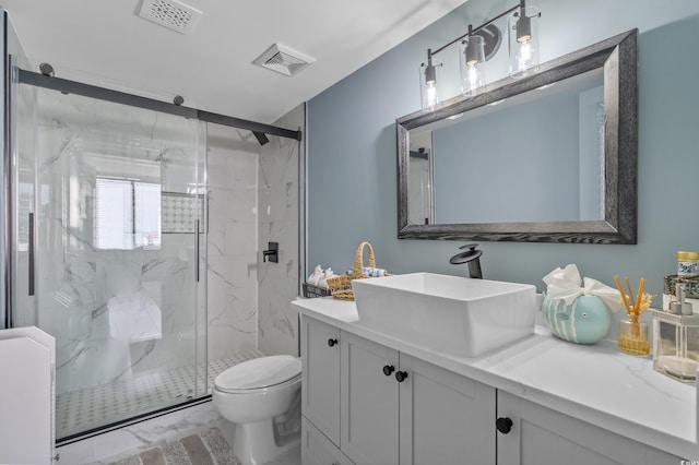 7601 N Ocean Blvd Unit 7-C, Myrtle Beach, SC 29572 - bathroom with vanity, marble look tiles, and a marble finish shower