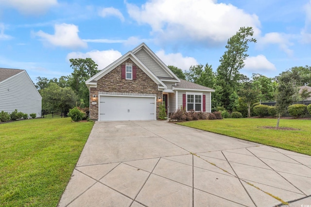 124 Castaway Key Dr, Pawleys Island, SC 29585 - craftsman house with stone siding, concrete driveway, and a front yard