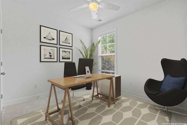124 Castaway Key Dr, Pawleys Island, SC 29585 - home office with a ceiling fan and light colored carpet