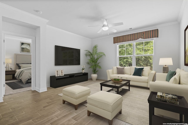 124 Castaway Key Dr, Pawleys Island, SC 29585 - living area with ceiling fan, wood finished floors, and ornamental molding
