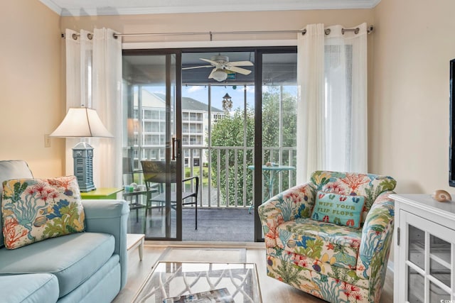 305 Hillside Dr N Unit 205, North Myrtle Beach, SC 29582 - doorway featuring a ceiling fan and crown molding