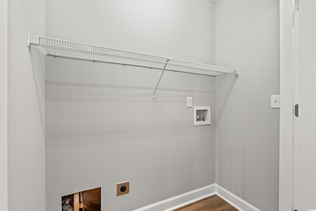 2965 Mount Olive Rd, Loris, SC 29569 - laundry room featuring hookup for an electric dryer, hookup for a washing machine, and wood finished floors
