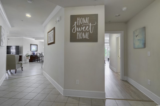 2180 Waterview Dr Unit 738, North Myrtle Beach, SC 29582 - hall with crown molding, light tile patterned floors, and recessed lighting