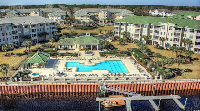 2180 Waterview Dr Unit 738, North Myrtle Beach, SC 29582 - bird's eye view of a pool and a nearby body of water