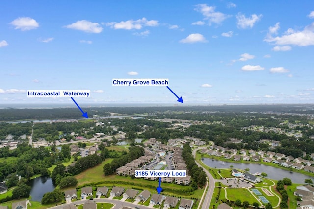3185 Viceroy Loop, Little River, SC 29566 - aerial perspective of suburban area featuring a large body of water