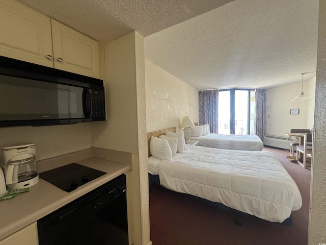9550 Shore Dr Unit 1733, Myrtle Beach, SC 29579 - bedroom with a textured ceiling, a textured wall, carpet flooring, and radiator heating unit