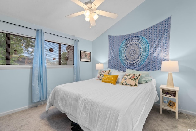 620 15th Ave S Unit 87, Surfside Beach, SC 29575 - bedroom featuring carpet floors, lofted ceiling, and ceiling fan