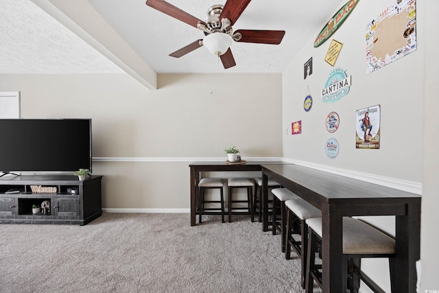615 Carter Ln Unit D6, Conway, SC 29526 - office with a textured ceiling, a ceiling fan, and carpet
