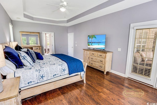 4499 Firethorne Dr, Murrells Inlet, SC 29576 - bedroom with wood finished floors, a raised ceiling, ensuite bathroom, and ornamental molding