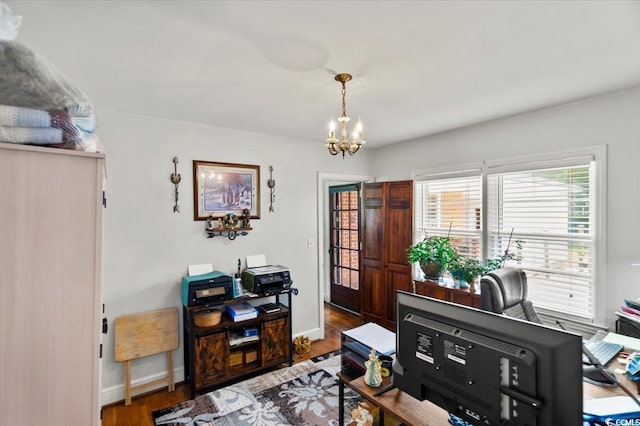1008 N Withlacoochee Ave, Marion, SC 29571 - office featuring a chandelier and wood finished floors