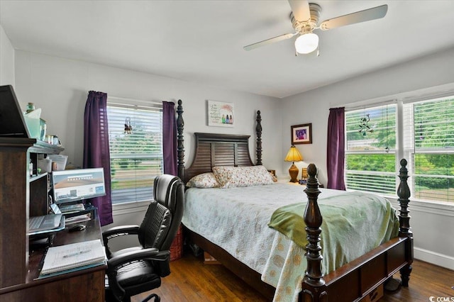 1008 N Withlacoochee Ave, Marion, SC 29571 - bedroom featuring multiple windows, wood finished floors, and a ceiling fan