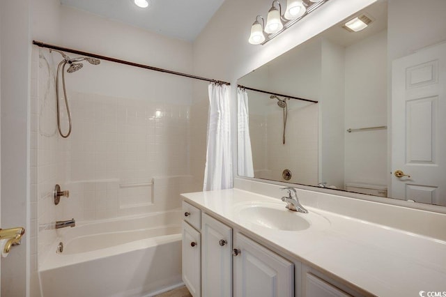 5046 Belleglen Ct Unit 202, Myrtle Beach, SC 29579 - bathroom with shower / tub combo with curtain and vanity