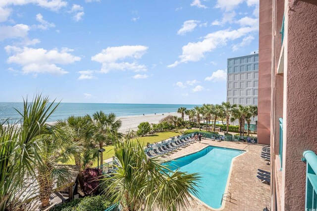 2207 S Ocean Blvd Unit 718, Myrtle Beach, SC 29577 - view of swimming pool with view of water and beach