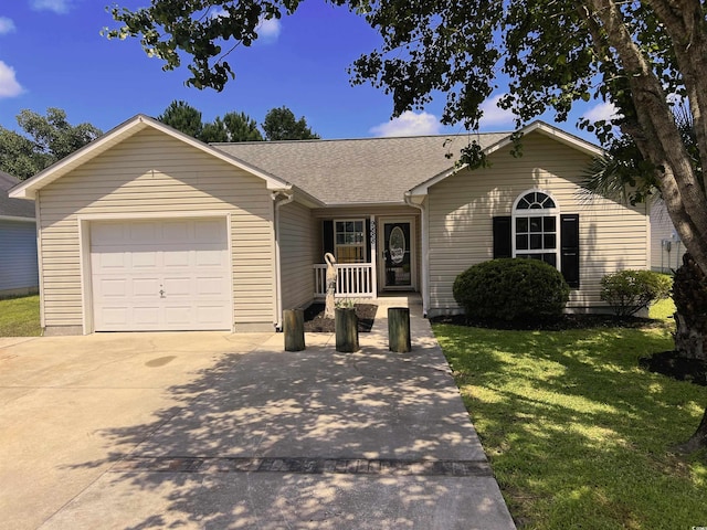 9888 Conifer Ln, Murrells Inlet, SC 29576 - single story home with a garage, a front yard, concrete driveway, and roof with shingles