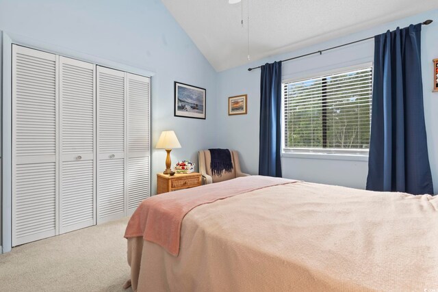 500 Fairway Village Dr Unit J-7, Myrtle Beach, SC 29588 - carpeted bedroom with vaulted ceiling and a closet