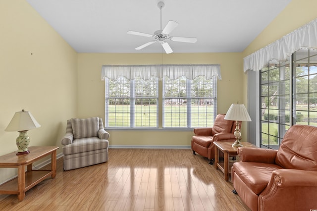 583 Wildflower Trl, Myrtle Beach, SC 29579 - sitting room featuring light wood-style flooring, ceiling fan, and vaulted ceiling