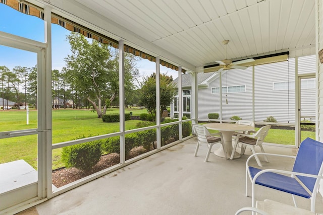 583 Wildflower Trl, Myrtle Beach, SC 29579 - sunroom featuring outdoor dining area and ceiling fan