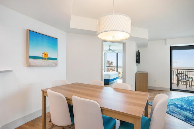 3000 N Ocean Blvd Unit 209, Myrtle Beach, SC 29577 - dining area with light wood-style floors and a ceiling fan