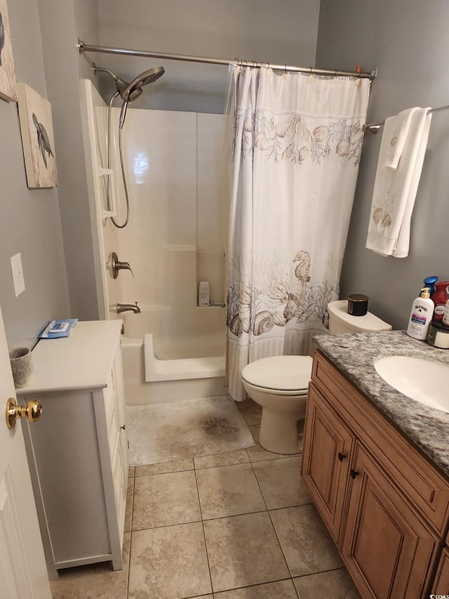 503 20th Ave N Unit 3B, North Myrtle Beach, SC 29582 - bathroom with shower / bathtub combination with curtain, vanity, and tile patterned flooring
