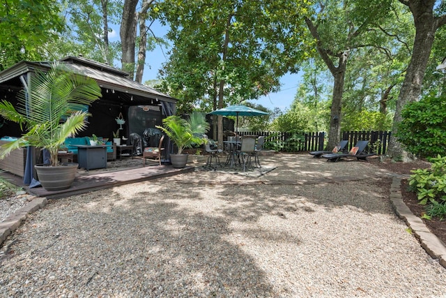 520 13th Ave N, Surfside Beach, SC 29575 - view of yard featuring a gazebo, a patio, and an outdoor hangout area