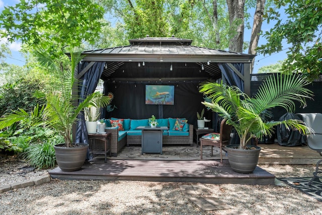 520 13th Ave N, Surfside Beach, SC 29575 - view of patio / terrace with a gazebo, outdoor lounge area, and a wooden deck