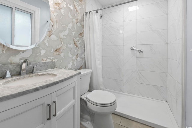 520 13th Ave N, Surfside Beach, SC 29575 - full bath with vanity, tiled shower, and tile patterned flooring