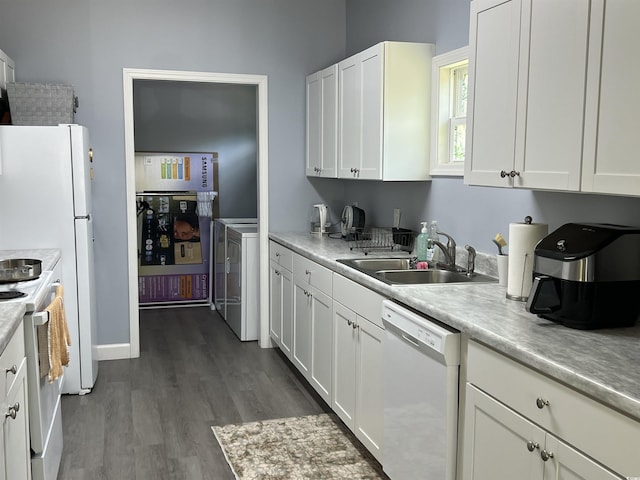 613 Todd Blvd, Conway, SC 29526 - kitchen with white appliances, white cabinetry, and light countertops
