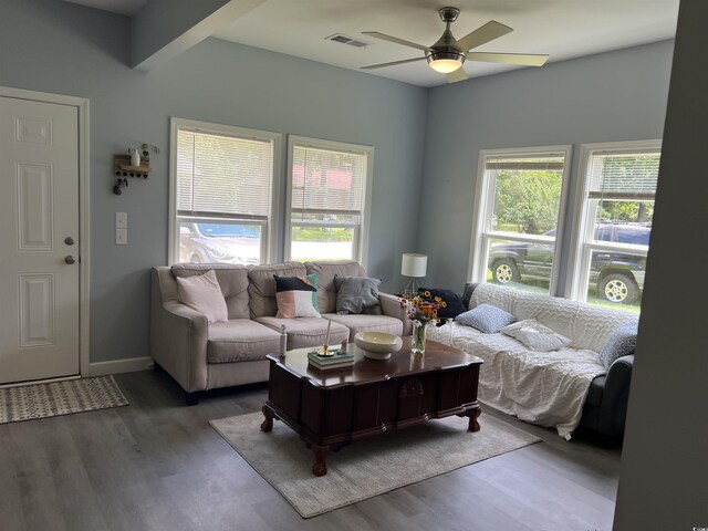 613 Todd Blvd, Conway, SC 29526 - living room with a ceiling fan and wood finished floors