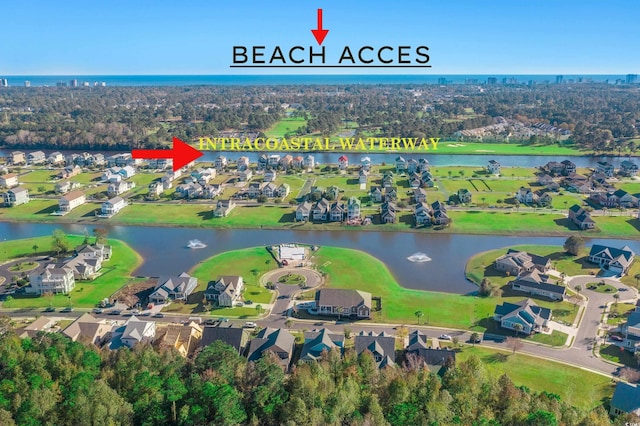 496 W Palm Dr, Myrtle Beach, SC 29579 - aerial view of property's location featuring a large body of water and nearby suburban area