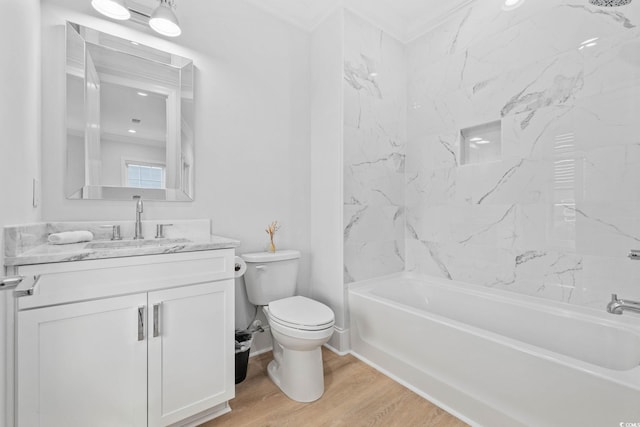 496 W Palm Dr, Myrtle Beach, SC 29579 - full bath featuring vanity, wood finished floors,  shower combination, and crown molding
