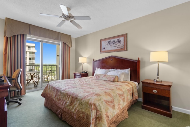 9994 Beach Club Dr Unit 1202, Myrtle Beach, SC 29572 - carpeted bedroom with access to outside, a ceiling fan, and an office area