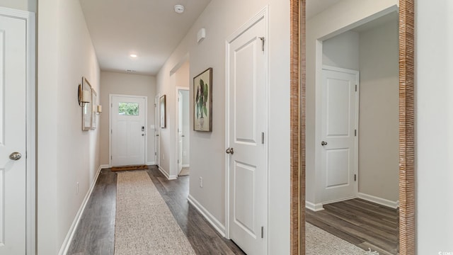 1407 Nokota Dr, Conway, SC 29526 - hallway with dark wood-type flooring and recessed lighting